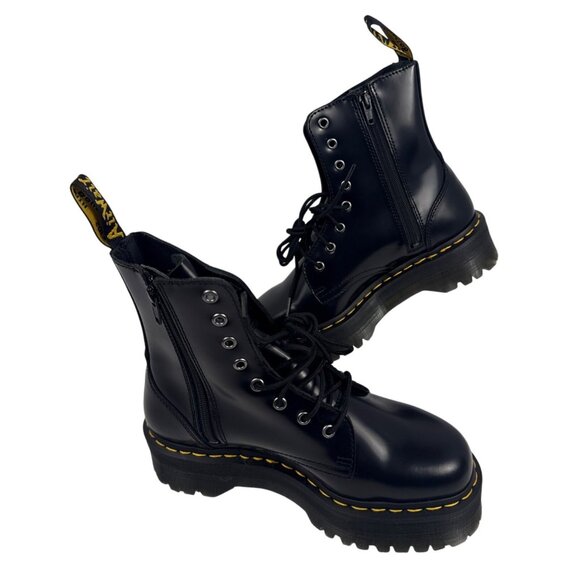 Dr. Martens Jadon Smooth Black Leather Platform Boots Zipper UK 7 EU 41, US 9 - Picture 5 of 8